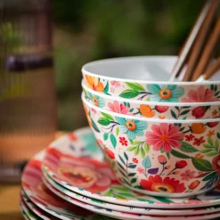 inny Talerz z melaminy w kwiaty 25 cm