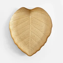 inny Talerz złoty LIŚĆ 28 cm