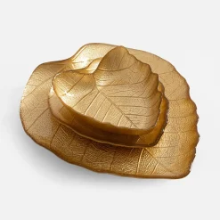 Patery Dekoracyjne|inny Talerz złoty LIŚĆ 19 cm