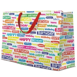 Pakowanie Prezentów|Paw Torba prezentowa BIRTHDAY WISHES HORIZONTAL 33,5x26,5 cm