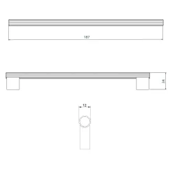 Uchwyty Standardowe|inny Uchwyt długi czarny PORTO STRIPES 18,7 cm