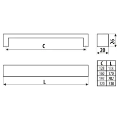 Uchwyty Standardowe| Uchwyt PORTO AUA59 17 cm półmat czarny