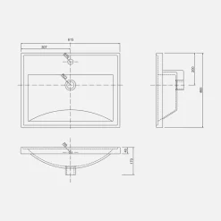 inny Umywalka wpuszczana w blat NANU 60 cm