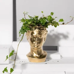 inny Wazon głowa w stylu greckim złoty 25 cm