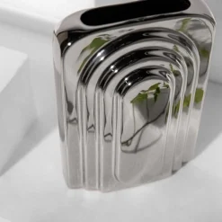 Wazony|inny Wazon nowoczesny srebrny 18 cm