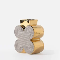 Wazony|inny Wazon nowoczesny szaro-złoty 15 cm