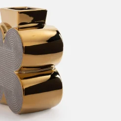 Wazony|inny Wazon nowoczesny szaro-złoty 15 cm