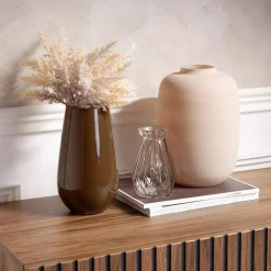 Wrześniak Wazon szklany brązowy 23 cm