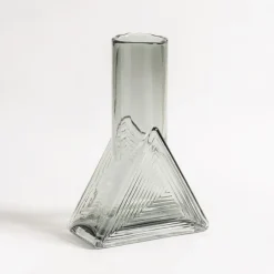 Wazony| Wazon szklany geometryczny szary 23 cm