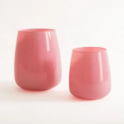 inny Wazon szklany różowy ZINNIA 17 cm