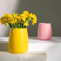 inny Wazon szklany żółty ZINNIA 17 cm