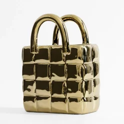 Wazony|inny Wazon w kształcie torby złoty 23 cm