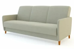 Wersalki|Sofy| Wersalka beżowa z nóżkami z jasnego drewna METEO