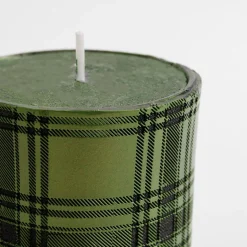 inny Świeca walec KRATA czarna/zieleń 6,5x14 cm