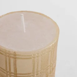 inny Świeca walec krata szampan 6,5x8 cm