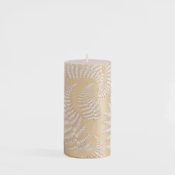 inny Świeca walec PAPROĆ szampan 6,5x14 cm