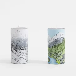 Świece, Świeczniki I Latarenki|inny Świeca walec PEJZAŻ niebieska/zielona 6,5x14 cm