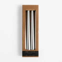 inny Świece stożkowe srebrne 30 cm, 4 sztuki