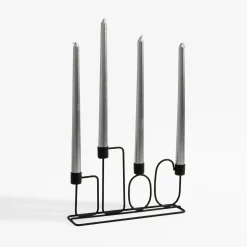 inny Świece stożkowe srebrne 30 cm, 4 sztuki