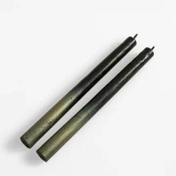 inny Świece stołowe czarno - złote 25 cm, 2 sztuki