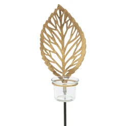 Świece, Świeczniki I Latarenki| Świecznik metalowy LIŚĆ na 1 tealighta 45 cm