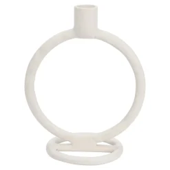 Świecznik na jedną świecę okrągły biały 15x19 cm