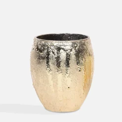 Świece, Świeczniki I Latarenki|inny Świecznik szklany złoty GLAMOUR 8x9 cm