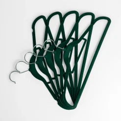 Wieszak welurowy ciemnozielony VELVET, komplet 5 szt.
