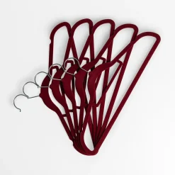 Wieszaki, Półki Tekstylne, Organizery| Wieszak welurowy czerwony VELVET, komplet 5 szt.