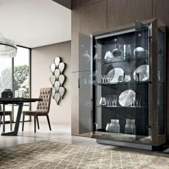 Witryny|Modum Witryna 125 cm z oświetleniem ELITE DAY srebrna brzoza