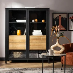 Witryny|FORTE Witryna industrialna szklana z szufladami HIGH ROCK