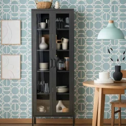 Witryny|inny Witryna metalowa grafitowo-czarna BOUIAN