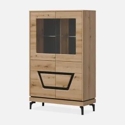 Witryny|Furni Home Witryna niska z czarnym dekorem KRIS