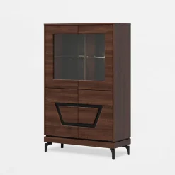 Furni Home Witryna niska z czarnym dekorem VERO