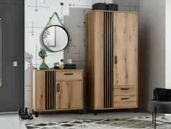 Furni Home Witryna wąska z lamelami NOEL lewa