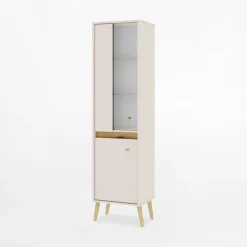 Witryny|DiTrendi Witryna wąska z oświetleniem LORENA 52,1 cm kaszmir