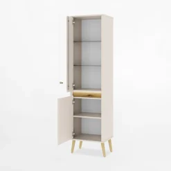 Witryny|DiTrendi Witryna wąska z oświetleniem LORENA 52,1 cm kaszmir