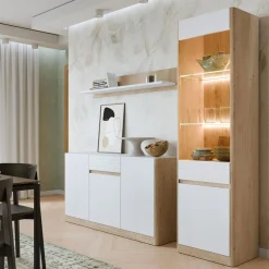 Witryny|inny Witryna wysoka CALIMA dąb cremona biała