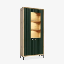 Witryny| Witryna z oświetleniem PARII butelkowa zieleń