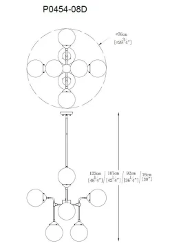 Zumaline Żyrandol czarno-srebrny RIANO 76 cm klosz transparentny