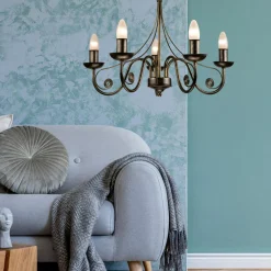 inny Żyrandol świecznikowy retro czarno-złoty DONATO