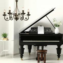 inny Żyrandol świecznikowy retro czarno-złoty DONATO