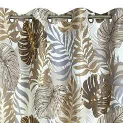 Firany, Zasłony I Akcesoria|Eurofirany Zasłona do salonu w liście brązowo-złota KORFU 140x250 cm