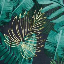 Firany, Zasłony I Akcesoria|Eurofirany Zasłona do salonu welurowa w liście, czarno-zielona DAVOS 140x250 cm