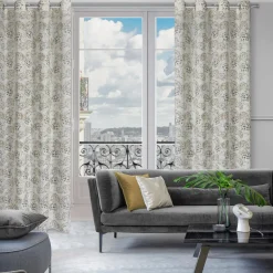 Eurofirany Zasłona do salonu z dodatkiem lnu naturalna MIRA 140x250 cm