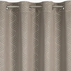 Firany, Zasłony I Akcesoria|Eurofirany Zasłona na przelotkach beżowo-szara OLETA 140x250 cm