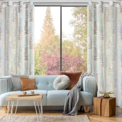 Firany, Zasłony I Akcesoria|Eurofirany Zasłona na przelotkach biało-niebieska RUTI 140x250 cm