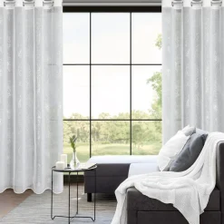 Eurofirany Zasłona na przelotkach biało-srebrna SAGI 140x250 cm