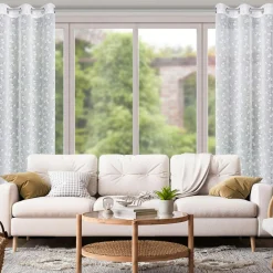 Eurofirany Zasłona na przelotkach biało-srebrna FELINA 140x250 cm