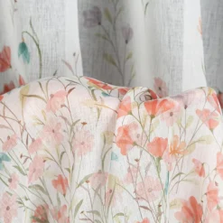 Firany, Zasłony I Akcesoria|Eurofirany Zasłona na przelotkach biało-różowa SONIA 140x250 cm